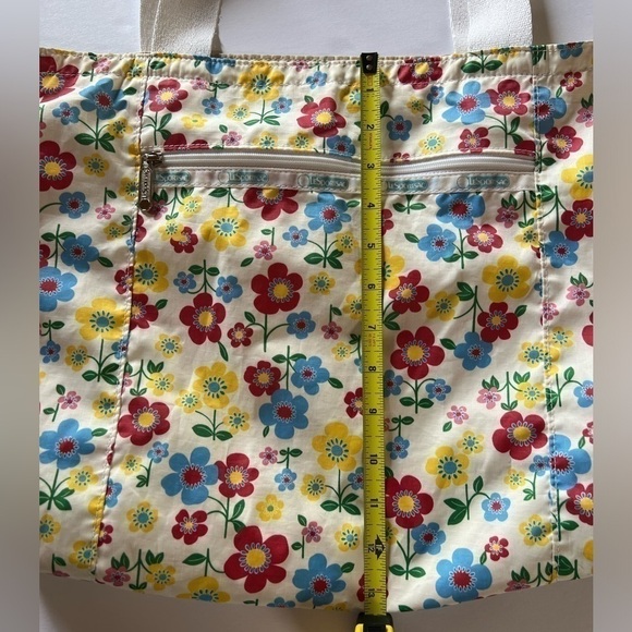 Vintage LeSportsac floral poppy reversible cream tote pockets retro boho - Picture 6 of 11